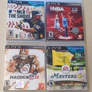 PS3 Game Collection - Madden NFL 12, Tiger Woods PGA Tour 12, NBA2K13, MLB13